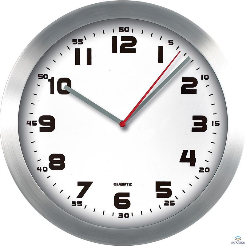 Zegar ścienny aluminiowy 29,5cm srebrny z białą tarczą  MPM E01.2482.7000