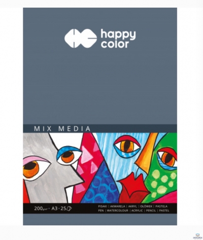 Blok MIX MEDIA, ART, A3, 25 ark, 200g, Happy Color HA 3720 3040-A25