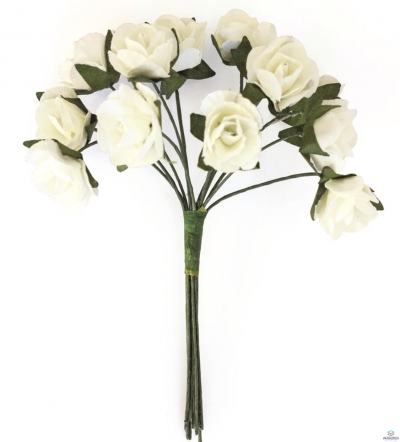 Kwiaty papierowe RÓŻE bukiecik biały (12) 252004 Galeria Papieru
