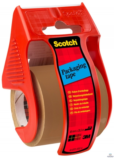 Mini dyspenser do taśm SCOTCH (C.5020.D), w zestawie taśma pakową, 48mmx20,3m, czerwony